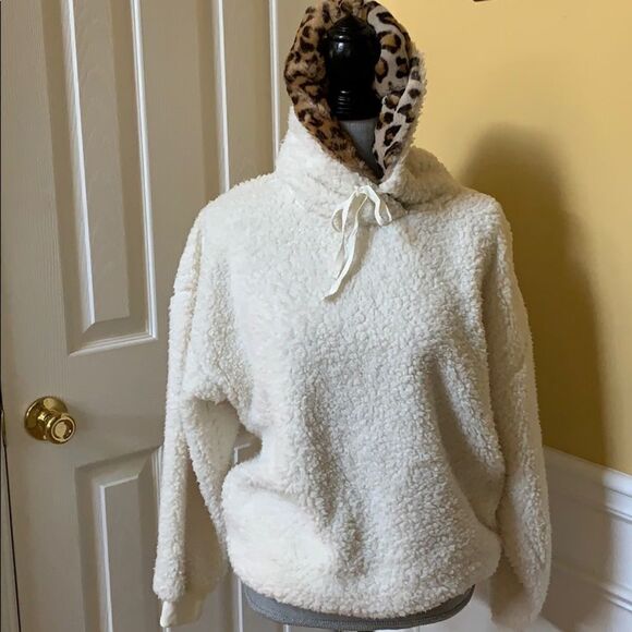 Faux Shearling Pullover Hoodie - Picture 1 of 8
